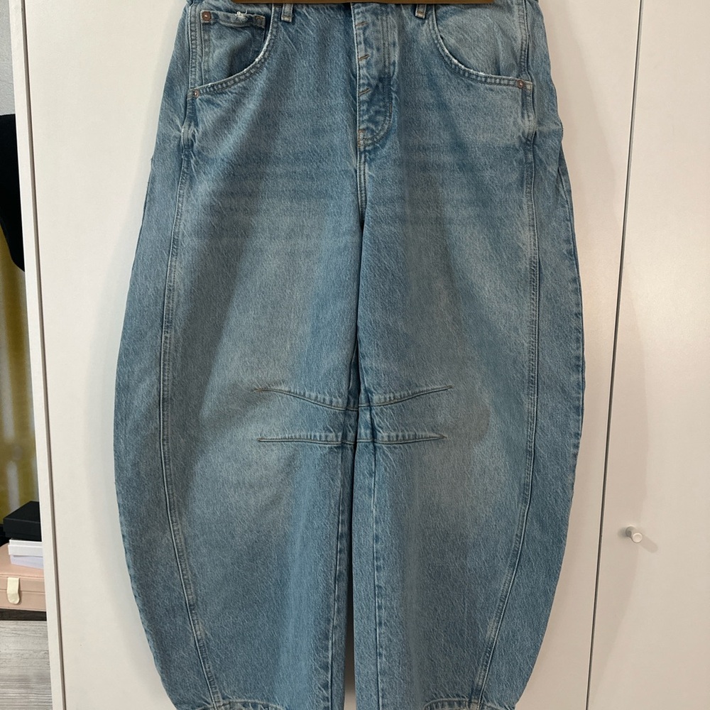 Free People Lucky You Midrise Barrel Jean